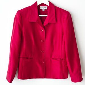 KASPER & COMPANY ASL Burgundy Silk Long Sleeve Jacket - Size 12